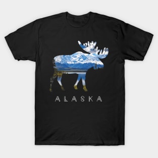 Alaskan Moose With Lake Mountain - T-Shirt